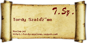 Tordy Szalóme névjegykártya